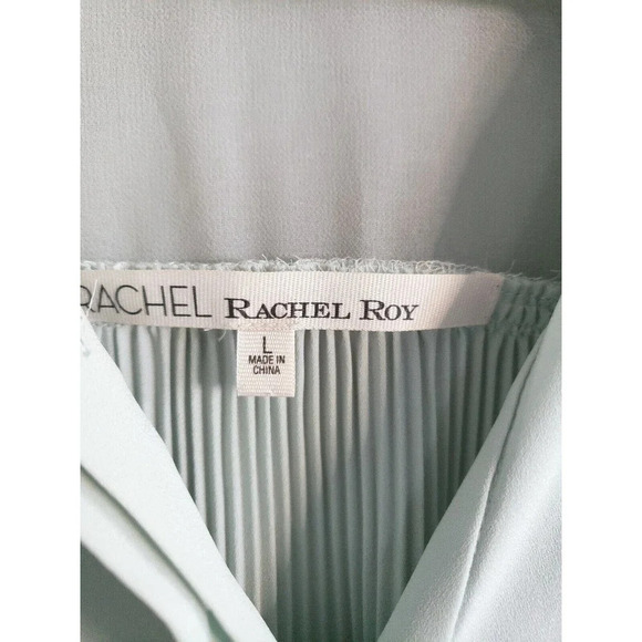 Rachel Roy Blouse Women's L Chiffon Green Pastel  Mint  Button Front Lightweight - Picture 2 of 11